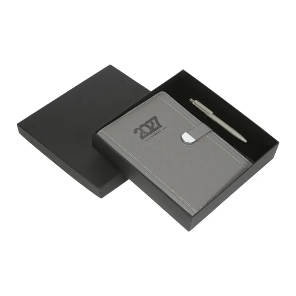 Set de Agenda Premium Bati con bolígrafo y caja de regalo personalizados con logotipo corporativo — vista 01