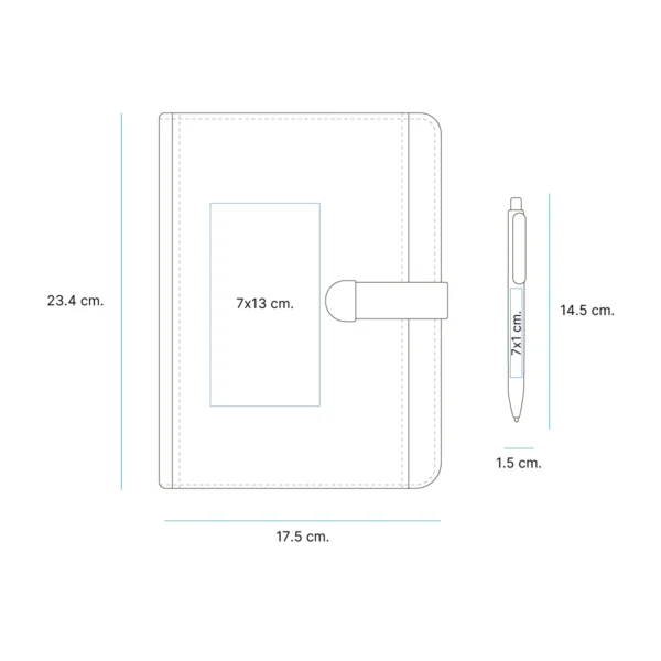 Set de Agenda Premium Bati con bolígrafo y caja de regalo personalizados con logotipo corporativo — vista 07