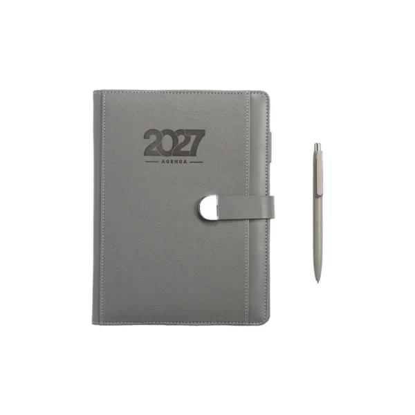 Set de Agenda Premium Bati con bolígrafo y caja de regalo personalizados con logotipo corporativo — vista 08