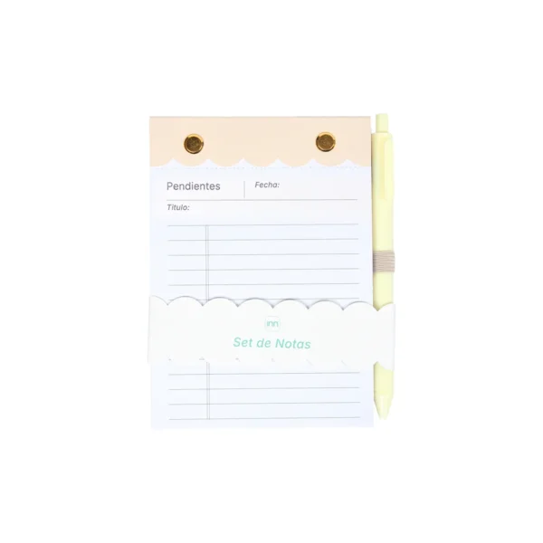 Set de notas Mestia con cubierta de poliuretano, 80 hojas perforadas y bolígrafo integrado, formato 10.5x14.8 cm — vista 07