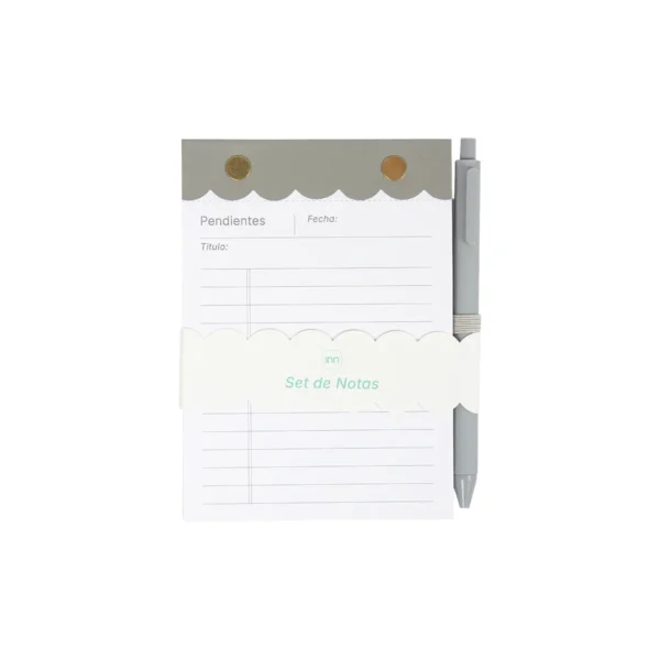 Set de notas Mestia con cubierta de poliuretano, 80 hojas perforadas y bolígrafo integrado, formato 10.5x14.8 cm — vista 08