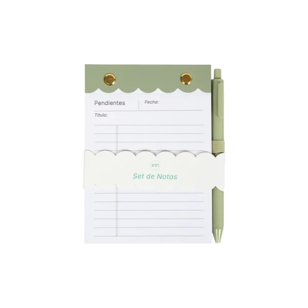 Set de notas Mestia con cubierta de poliuretano, 80 hojas perforadas y bolígrafo integrado, formato 10.5x14.8 cm — vista 10