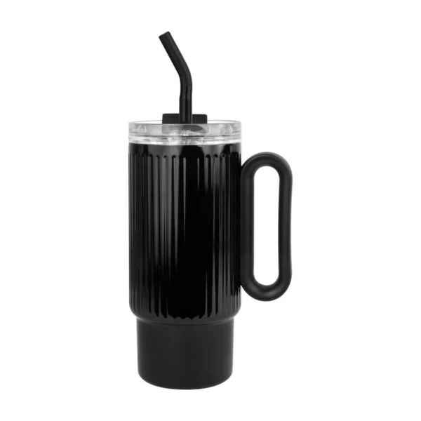 Termo Brynt de doble pared de acero inoxidable con popote metálico, asa y base antiderrapante, personalizado con l — vista 07