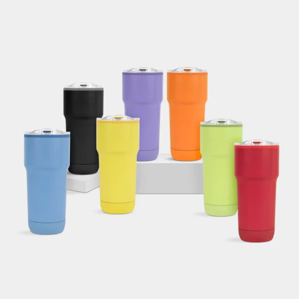 Termo Cher de acero inoxidable con tapa push en varios colores, capacidad 15 oz, personalizable con logo para empr — vista 01
