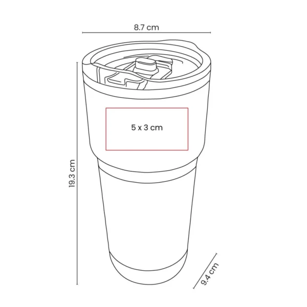 Termo Cher de acero inoxidable con tapa push en varios colores, capacidad 15 oz, personalizable con logo para empr — vista 02